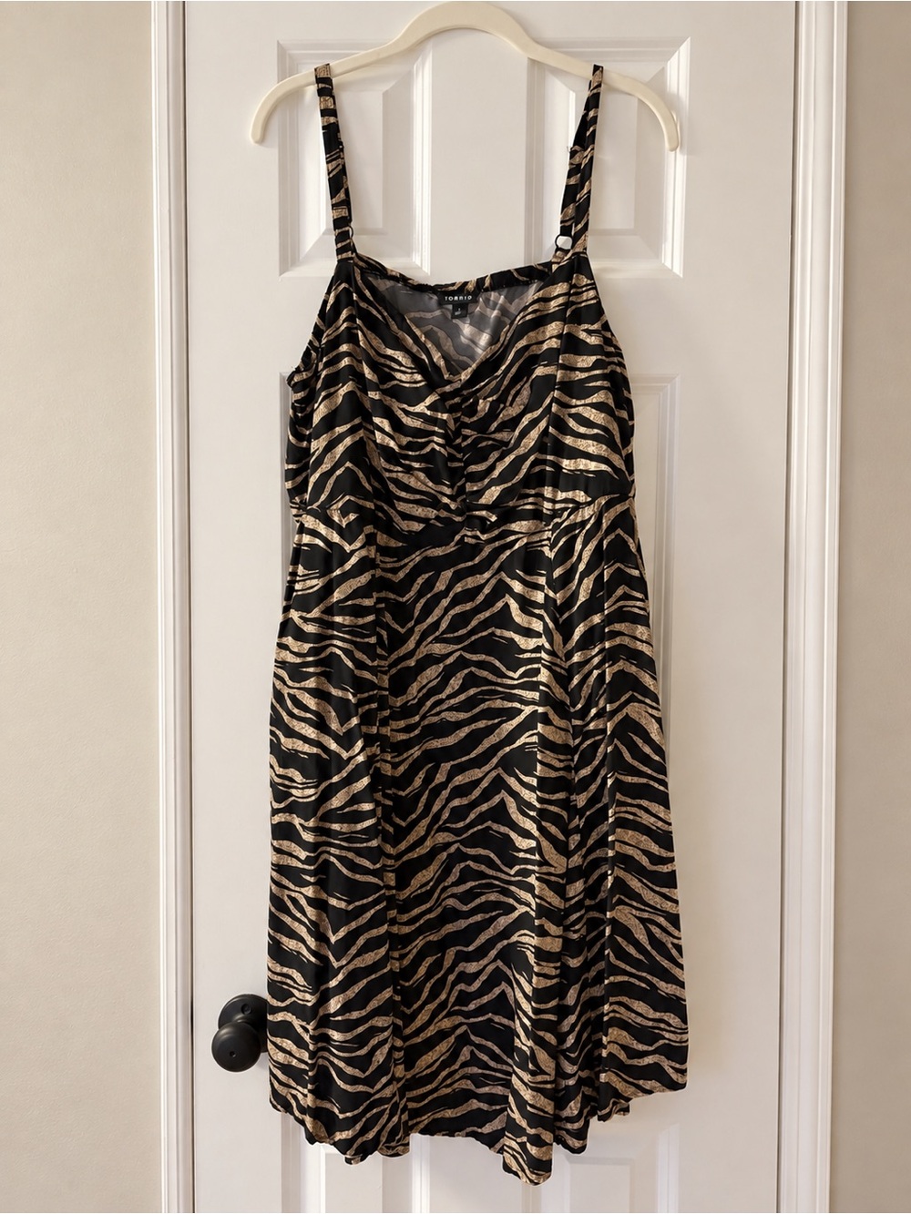 Torrid Size 1 Black & Gold Zebra Print Strappy Dress